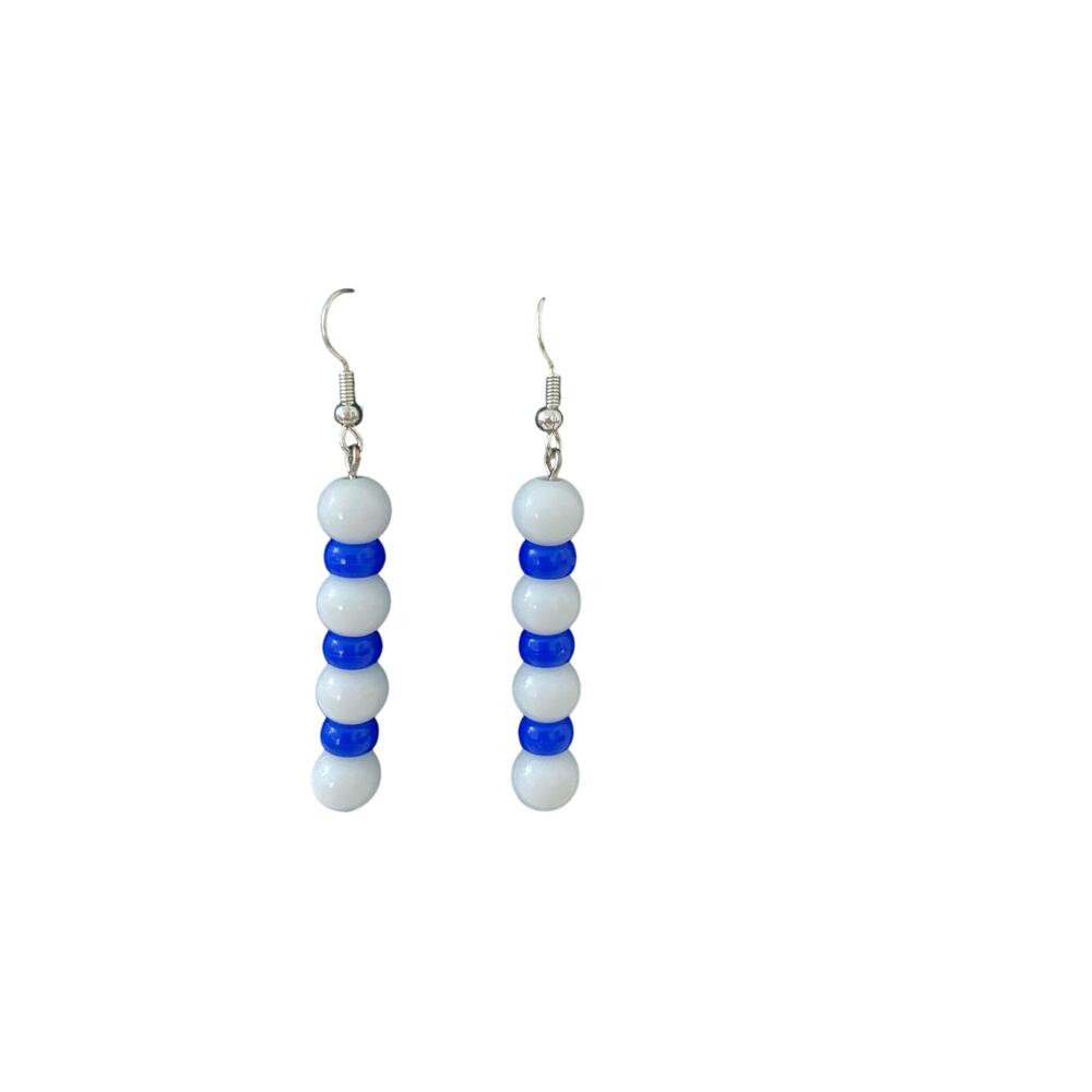 blue and white earrings